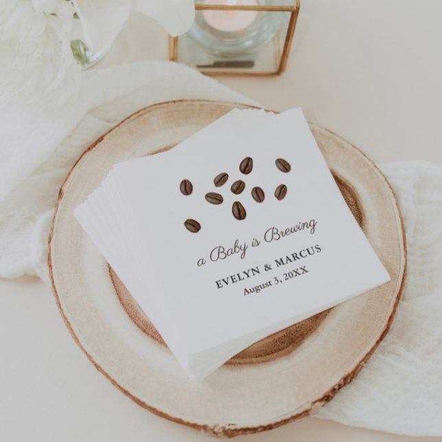 Ein Baby ist das Brechen einer Kaffeemaschine oder Serviette (A little bean is brewing coffee-theme baby shower napkins)