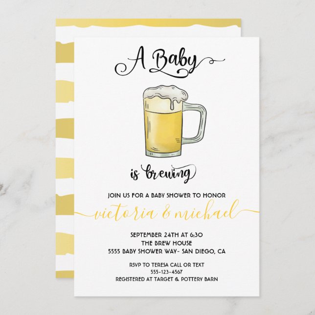 Ein Baby ist das Brewing Baby Shower Einladungen (Vorne/Hinten)