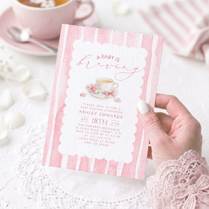 Ein Baby ist im Anflug - Pink Flower Girl Baby Sho Einladung
