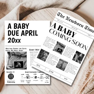 Ein Baby Kommt bald Vintage-Zeitung Babyshower Einladung