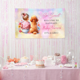 Ein Baby Mädchen und ihre Dog Baby Dusche Personal Banner