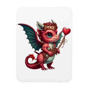 Ein Baby Red Dragon Valentine Magnet