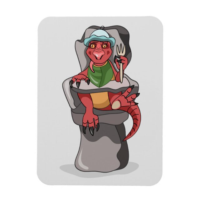 Ein Baby Tyrannosaurus Rex sitzt in einem hohen St Magnet (Vertikal)