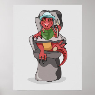 Ein Baby Tyrannosaurus Rex sitzt in einem hohen St Poster