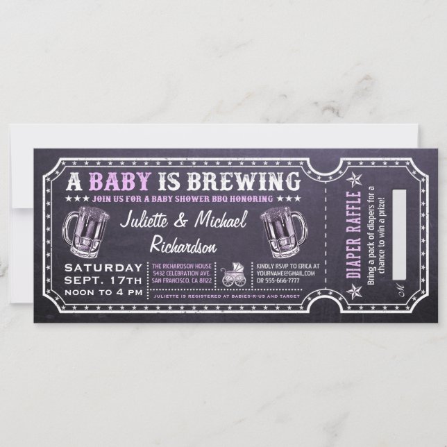 Ein Baby wird Baby Shower Ticket Einladungen (Vorderseite)
