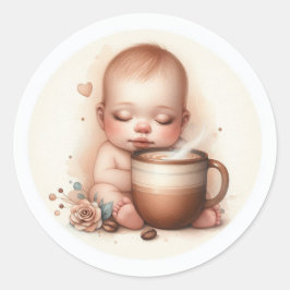 Ein Baby wird Babydusche brauen Runder Aufkleber