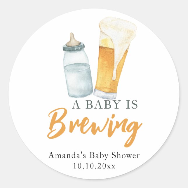 Ein Baby wird Bottle Beer Baby Dusche Runder Aufkleber (Vorderseite)