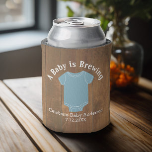 Ein Baby wird brauen - Paare Dusche Wood Blue Boy Dosenkühler