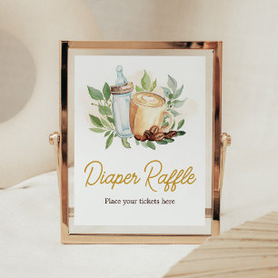 Ein Baby wird Coffee Baby Dusche Windel Raffle Poster