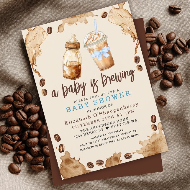Ein Baby wird Coffee Boy Baby Dusche zubereiten Einladung (Von Creator hochgeladen)