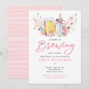 Ein Baby wird eine Flasche und eine Babydusche mit Einladung