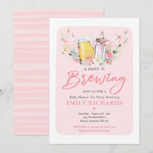 Ein Baby wird eine Flasche und eine Babydusche mit Einladung