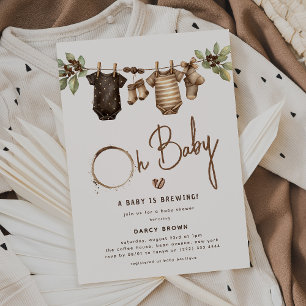 Ein Baby wird gebraut Babykleidung Kaffee-Party Einladung
