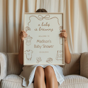Ein Baby wird Handgezeichnete Babydusche gebrauen Poster