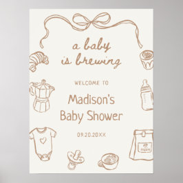 Ein Baby wird Handgezeichnete Babydusche gebrauen  Poster