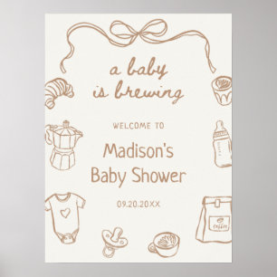 Ein Baby wird Handgezeichnete Babydusche gebrauen Poster