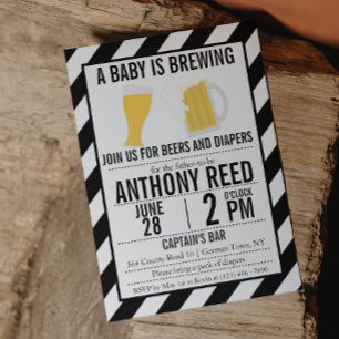 Ein Baby wird Windel und Bierbrauen Party Einladun Einladung