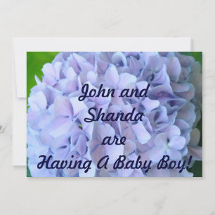 Ein Babyboy! Einladungen zur Babyparty Blaue Blume