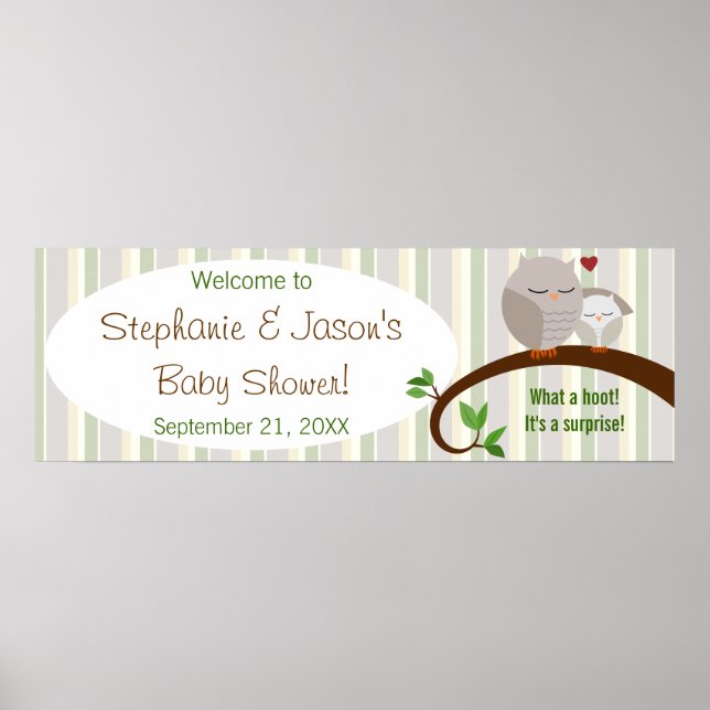 Ein Babyduschenbanner mit braunen Blättern Poster (Vorne)