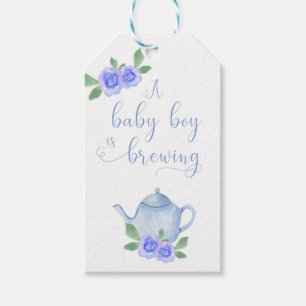 Ein Babyjunge braut Blue Teapot und Blume Geschenkanhänger
