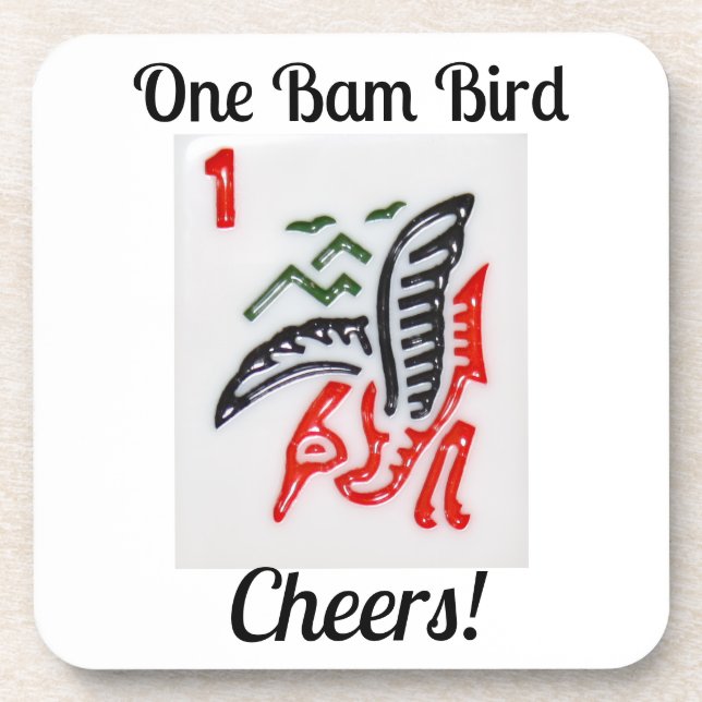Ein Bam-Vogel-Mahjong-Getränkuntersetzer Getränkeuntersetzer (Vorderseite)