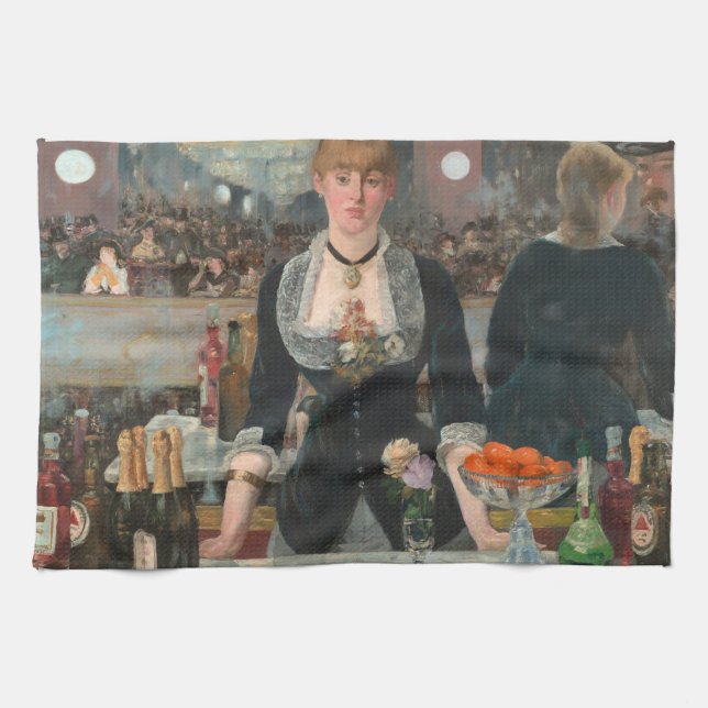 Ein Bar in den Folies-Bergère Edouard Manet Geschirrtuch (Horizontal)