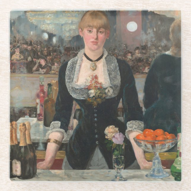 Ein Bar in den Folies-Bergère Edouard Manet Glasuntersetzer (Vorderseite)