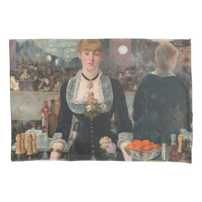 Ein Bar in den Folies-Bergère Edouard Manet Kissenbezug (Vorderseite)