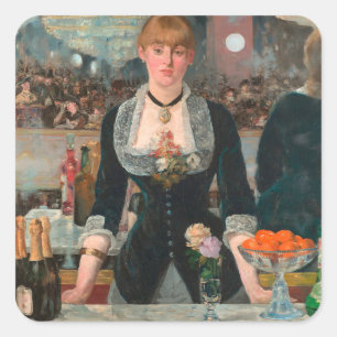 Ein Bar in den Folies-Bergère Edouard Manet Quadratischer Aufkleber