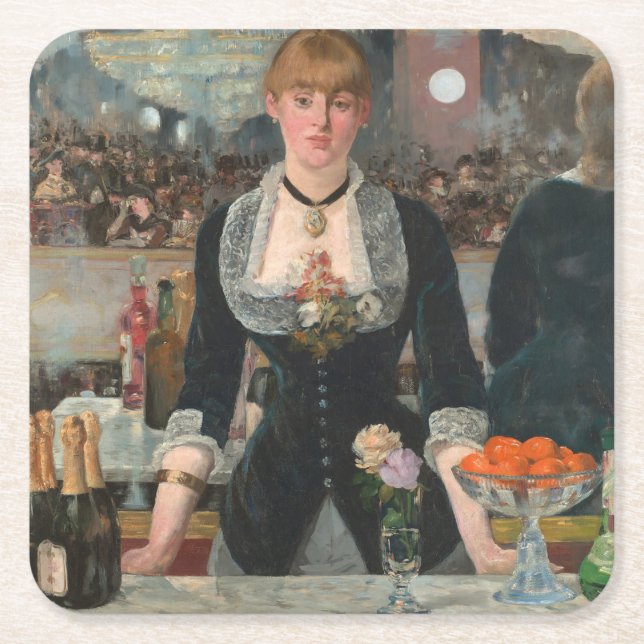 Ein Bar in den Folies-Bergère Edouard Manet Rechteckiger Pappuntersetzer (Vorderseite)