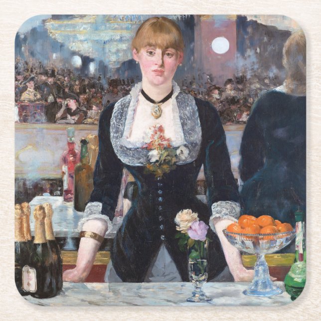 Ein Bar in den Folies-Bergere, Manet Rechteckiger Pappuntersetzer (Vorderseite)