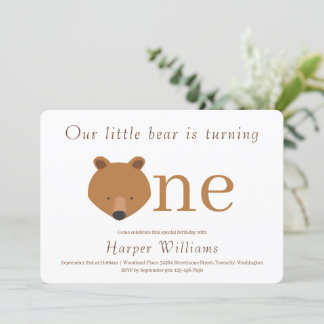 Ein Bärenbaby zum ersten Geburtstag Einladung