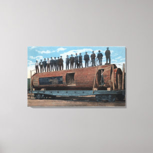 Ein Bärenkäfig und Wohnort in einem riesigen Sägep Leinwanddruck