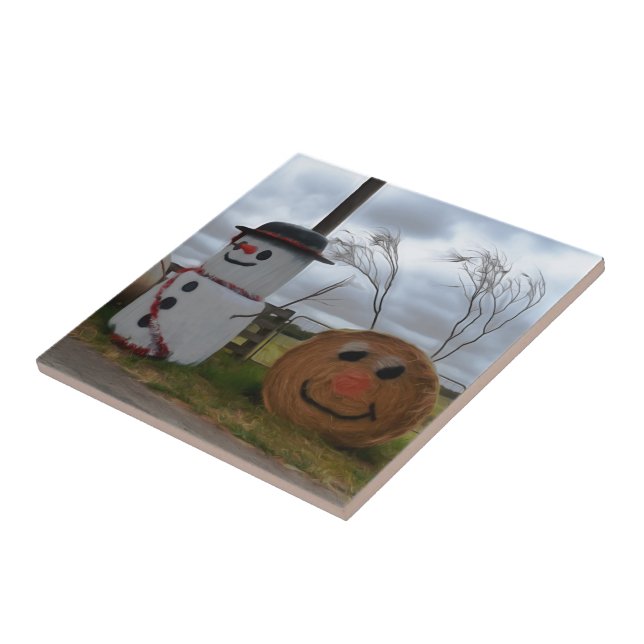 Ein Bauernhof Weihnachten Keramik Tile Fliese (Seite)