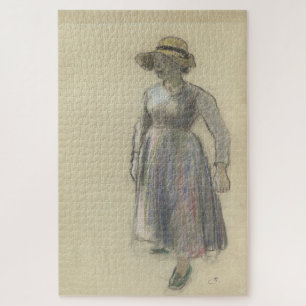 Ein Bauernmädchen in einem Strohhut 1892 von Pissa Puzzle