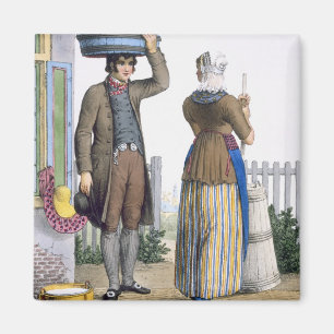 Ein Bauernpaar von Parmerend, Nordholland, illu Magnet