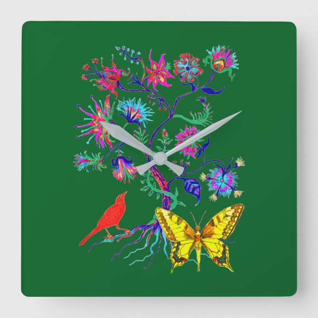 Ein Baum des Lebens Quadratische Wanduhr (Vorderseite)