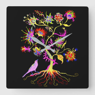 Ein Baum des Lebens Quadratische Wanduhr
