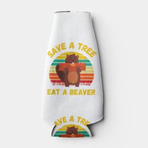 Ein Baum essen ein Biber Funny Beaver Pun Adult Hu Flaschenkühler