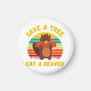 Ein Baum essen ein Biber Funny Beaver Pun Adult Hu Magnet
