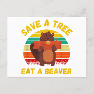 Ein Baum essen ein Biber Funny Beaver Pun Adult Hu Postkarte