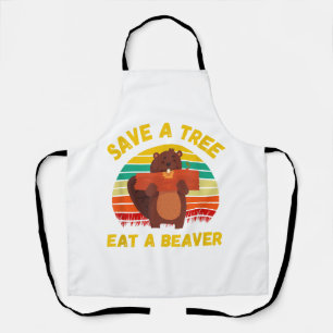 Ein Baum essen ein Biber Funny Beaver Pun Adult Hu Schürze