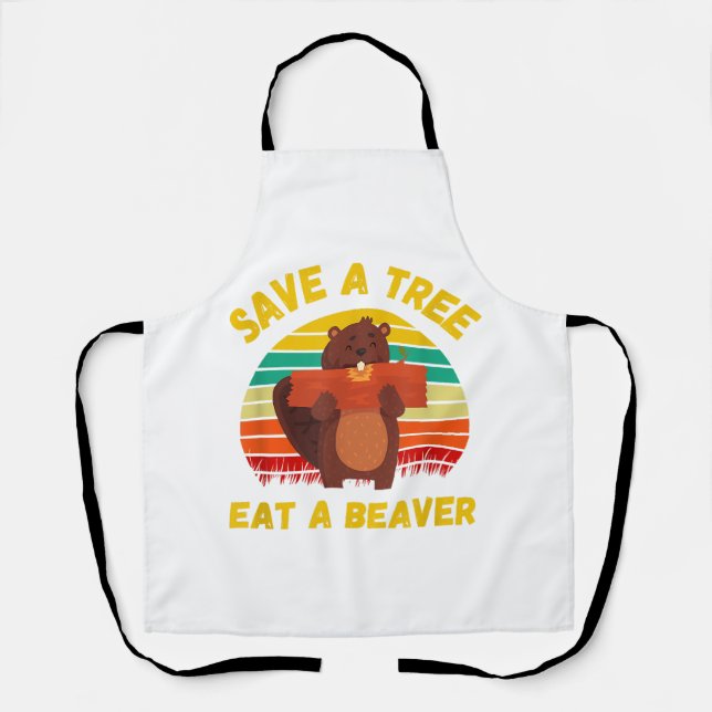 Ein Baum essen ein Biber Funny Beaver Pun Adult Hu Schürze (Vorderseite)