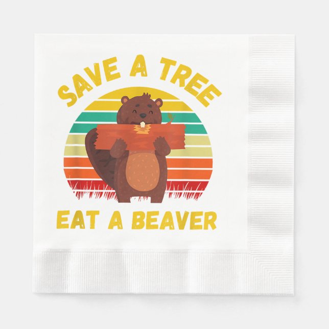 Ein Baum essen ein Biber Funny Beaver Pun Adult Hu Serviette (Vorderseite)