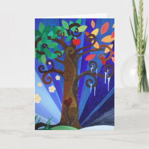 Ein Baum für alle Jahreszeiten Feiertagskarte