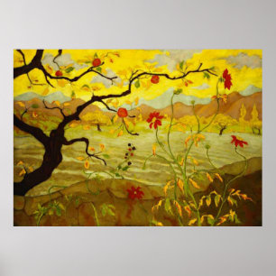 Ein Baum von roten Äpfeln Vintage Poster groß