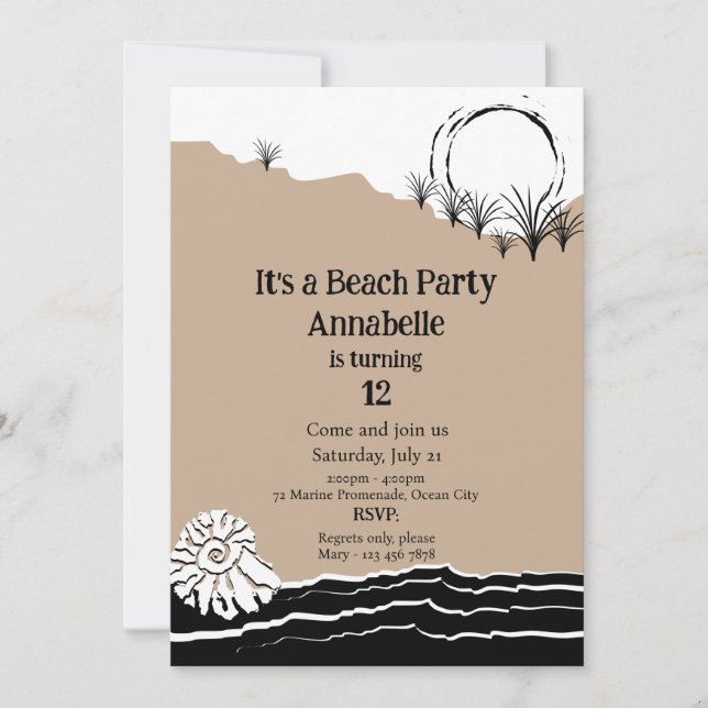 Ein Beach Party zum Geburtstag Einladung (Vorderseite)