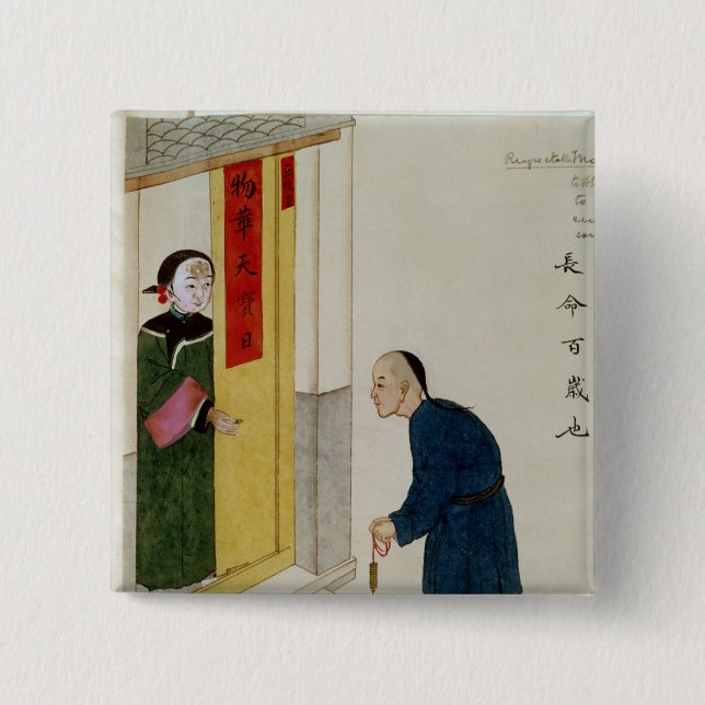 Ein beachtlicher Mann, der um Münzen bittet Button (Vorderseite)