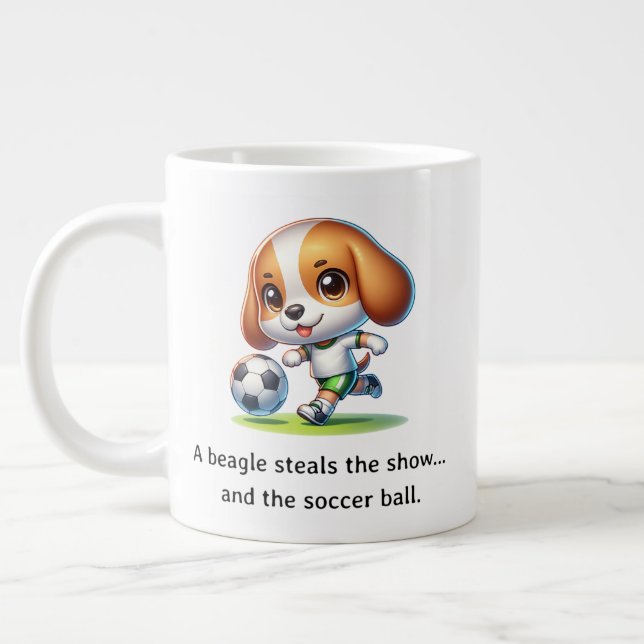 Ein Beagle stiehlt die Show Jumbo-Tasse (Links)