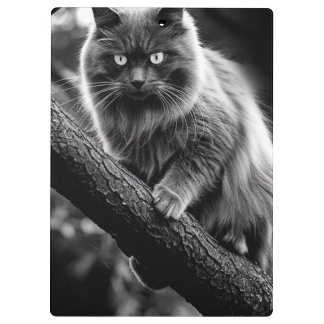 Ein beängstigender Blick auf eine Nachtkatze Klemmbrett (Rückseite)